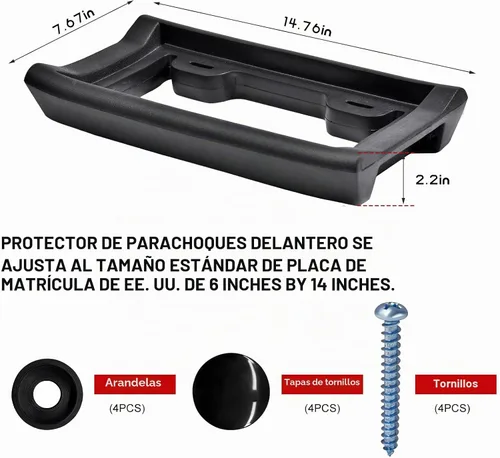 Vista 2 de Protector de Parachoques para Placa de Matrícula, EVA de 2.3" de Grosor Soporte para Placa de Matrícula Protector de Marco de Etiqueta de Carro