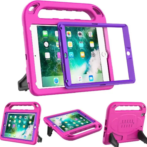 Vista 19 de BMOUO Funda para niños para iPad 9.7 2018/2017/iPad Air 2/1/Pro 9.7 - Protector de pantalla integrado con mango a prueba de golpes, funda Negro