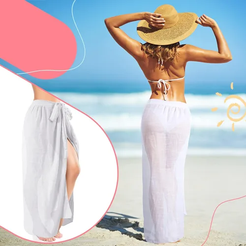 Vista 5 de Vabean 3 piezas de traje de baño de playa para mujer, pareo largo de verano, falda envolvente, traje de baño, traje de baño, bikini para mujeres