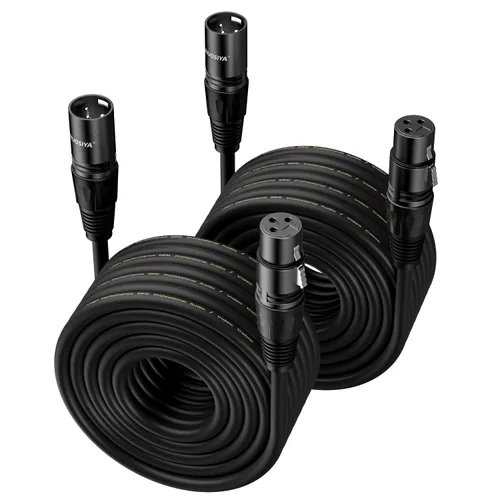 Vista 9 de Cable XLR de 1.5 pies, 6 unidades, cables de micrófono, cable de altavoz de micrófono equilibrado de alta calidad con cable XLR macho a hembra DMX