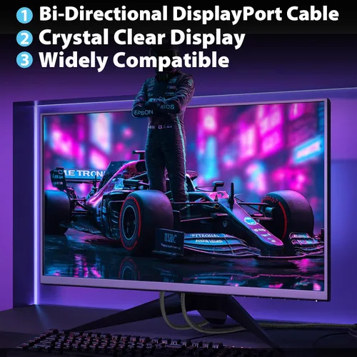 Vista 2 de Cyberguys! Cable DisplayPort 1.4 de 3 pies, 8K@60Hz, 4K a 144Hz