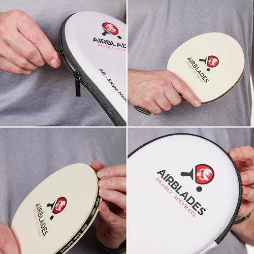Vista 10 de Pala profesional de ping pong con estuche rígido de transporte Raqueta de tenis de mesa profesional Pala de tenis de mesa con mango ergonómico