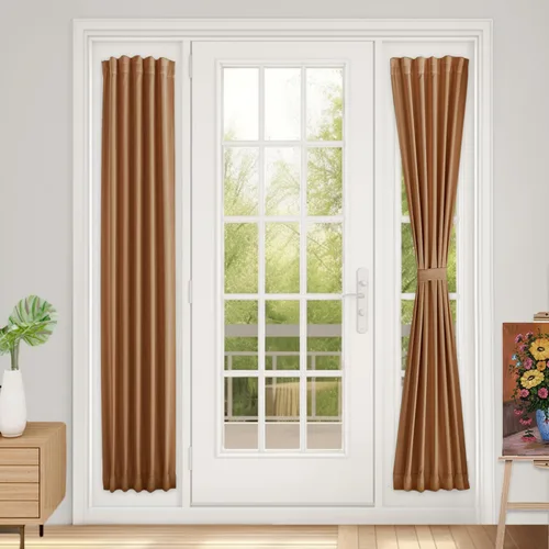 Vista 91 de Vatge Cortinas laterales autoadhesivas para puertas de cristal, sin taladro, extraíble, panel de filtrado de luz, 1 panel, 12 pulgadas de ancho x 60