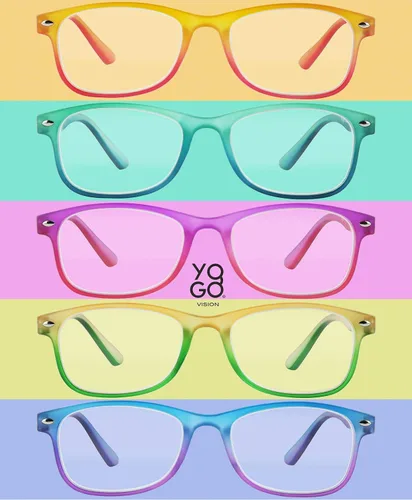 Vista 3 de Yogo Vision Blue Light Reading Glasses for Men and Women Two Tone Havana Rectangle Readers Set of 5