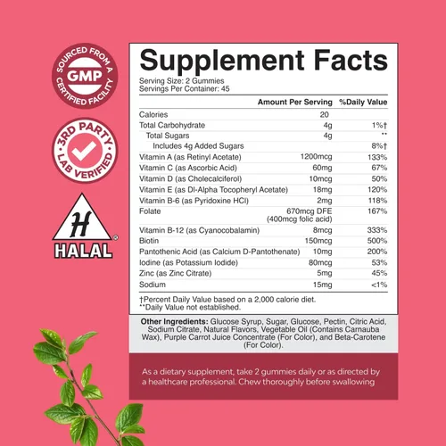 Vista 7 de Deliciosas gomitas multivitamínicas diarias para mujeres, gomitas multivitamínicas para mujeres para adultos, energía e inmunidad, vitaminas gomosas