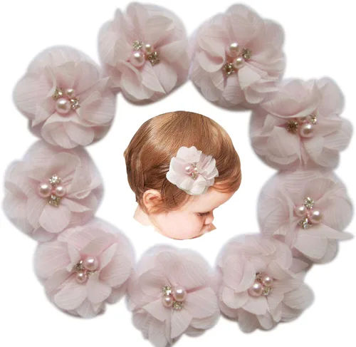 Vista 59 de YYCRAFT Paquete de 30 diademas de flores de gasa de 2 pulgadas, color rosa bebé