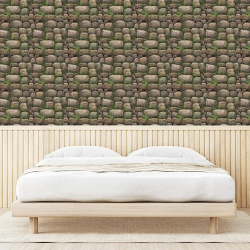 Vista 3 de Ambesonne - Nature - Papel tapiz autoadhesivo, con tema de rocas cubiertas con musgo y bosque pacífico con formación de rocas, para hogar, sala