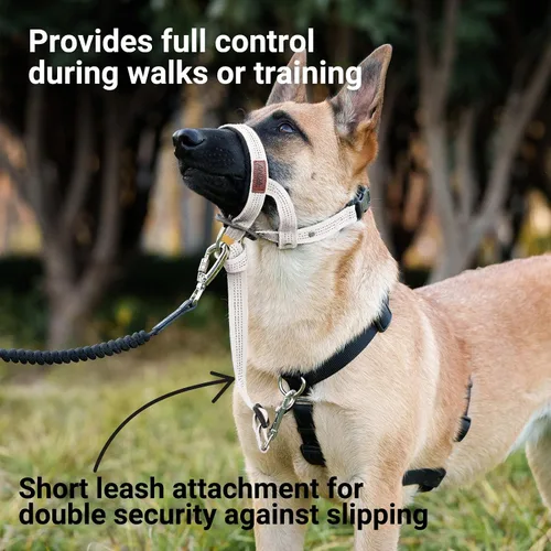 Vista 5 de ANDA Collar de Cabeza Ultra-Ligero Sin-Tirones Gentle Leader para Perros: Ajustable, Comodidad Transpirable, Previene Arranques Explosivos, Ideal