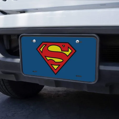 Vista 3 de Superman Classic S Shield - Placa de matrícula de metal con logotipo