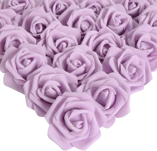 Vista 30 de IPOPU Cabezales de rosas artificiales, 100 rosas falsas de espuma negra de aspecto real para bricolaje, bodas, baby shower, centros de mesa 100