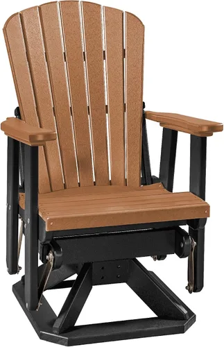 Vista 16 de DutchCrafters Slat Fan Back Poly Adirondack Swivel Glider Outdoor Patio Chair (Black)