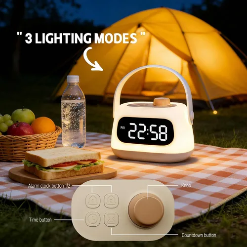 Vista 6 de QANYI Faroles para niños, luz nocturna portátil y recargable para habitación de niños con regulación y hora de reloj, linterna LED de campamento