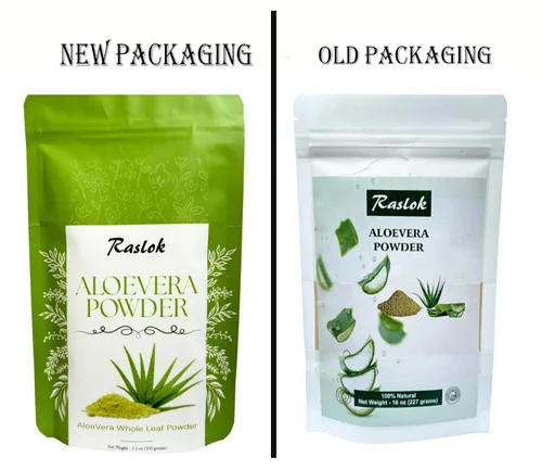 Vista 3 de Raslok Aloe Vera Powder Aloe barbadensis Powder Hidratante natural para la piel (3.52 oz) Solo para uso externo