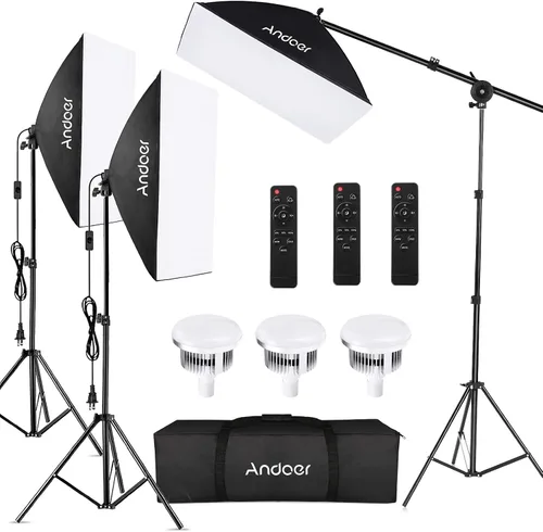 Vista 9 de Kit de iluminación para estudio de fotografía Andoer Softbox con juego de luces LED bicolor de 85W 2800K-5700K * 2 + Softbox de 50x70cm * 2 +