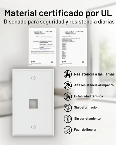 Vista 2 de VCE Placa de pared Keystone de 1 puerto (certificación UL), color blanco