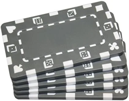 Vista 6 de 5 placas rectangulares negras de fichas de póquer Negro