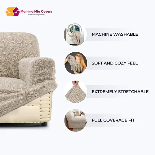 Vista 3 de PAULATO BY GA.I.CO. Funda para silla, funda para sillón, funda de tela de algodón, 1 pieza, protector de muebles elástico, elegante, colección 3D