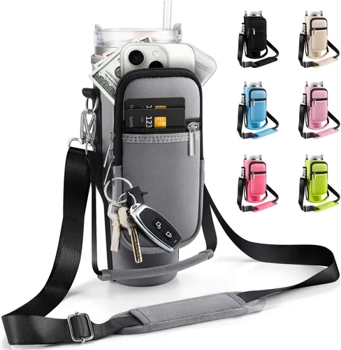 Vista 7 de Bolsa de transporte con bolsillo para teléfono para vaso Stanley de 40 onzas con asa y vaso Simple Modern de 40 onzas - Funda tipo bandolera