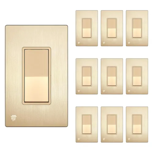 Vista 30 de ENERLITES - Interruptor de palanca decorativo de encendido/apagado con placas de pared, unipolar, 3 cables, tornillo de conexión a tierra, grado