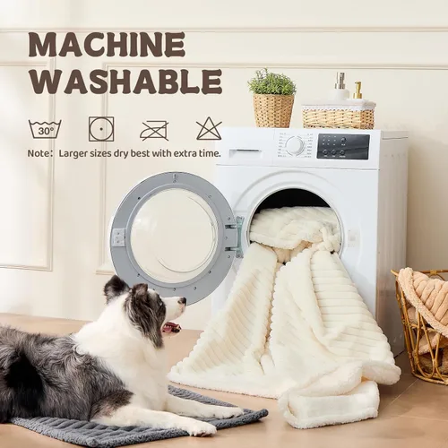 Vista 7 de Manta impermeable calmante para gatos de interior, manta suave y silenciosa de felpa para mascotas, manta gruesa de piel sintética de 500 GSM