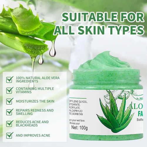 Vista 3 de Exfoliante y limpiador facial de aloe vera: lavado facial exfoliante para puntos negros y acné