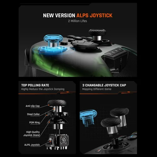 Vista 4 de PC Controller, BIGBIG WON Wireless Controller Motion Control, Hall Trigger, ALPS Joystick, 3.5mm Audio, Gaming Controller for PC