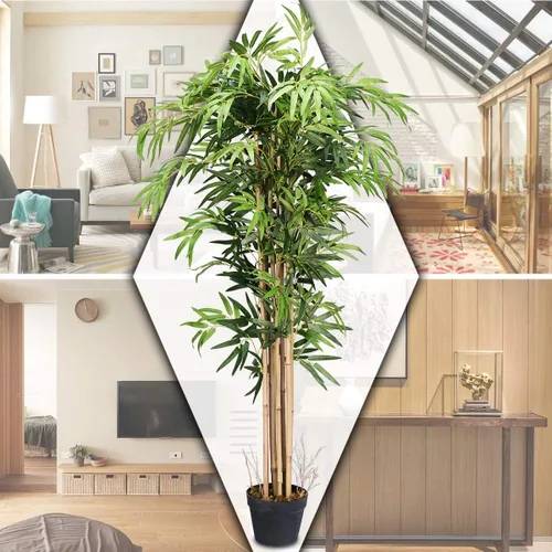 Vista 9 de FFlyer - Árbol de bambú artificial de 5 pies, árbol de bambú casi natural, bambú de estilo clásico, planta alta en maceta sintética para el hogar
