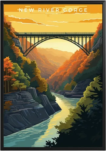 Vista 10 de Póster del Parque Nacional Acadia, arte abstracto de la pared, arte de pared de paisaje natural retro, impresiones artísticas de pared para oficina
