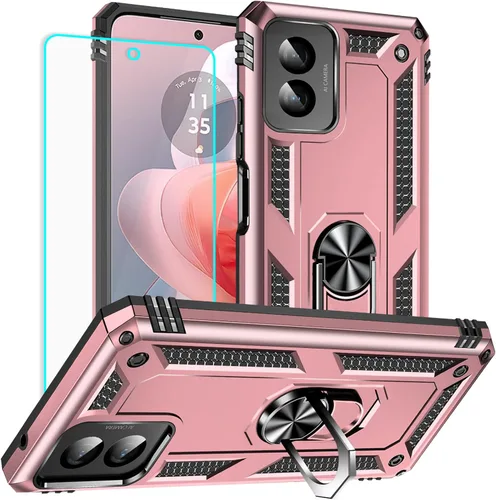 Vista 16 de Yiakeng Funda para Moto G Power 5G 2024 con protector de pantalla: [probada contra caídas de grado militar] Soporte de anillo a prueba de golpes