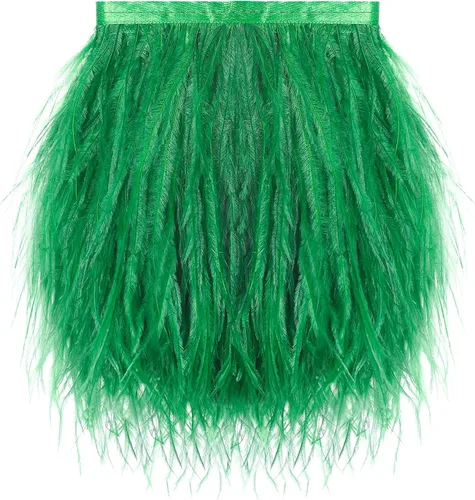 Vista 26 de SOGUGOM Adorno de Plumas de Avestruz Negro - 1.5 Capas 2 Yardas Plumas de 4 Pulgadas Adorno de Cintas con Flecos para Costura, Vestidos, Proyectos