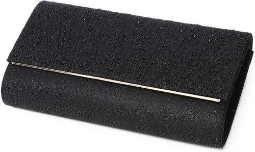 Vista 3 de Gurina Bolso de noche para mujer, bolso de mano con diamantes de imitación, lentejuelas con purpurina, bolso cruzado para mujer, fiesta de boda