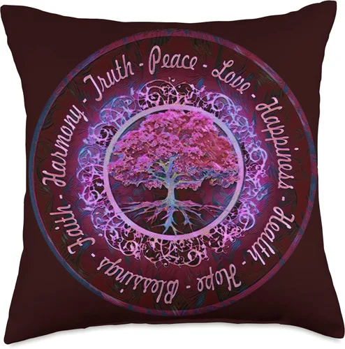 Vista 5 de Amelia Carrie Truth, Peace, Love, Happiness, Harmony, Blessings, Health Throw Pillow, 16x16, Multicolor