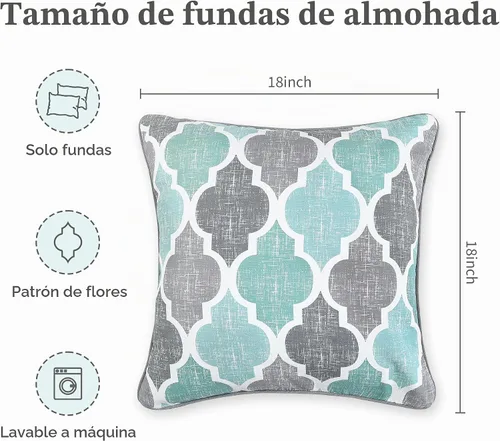 Vista 3 de Beauoop Paquete de 2 fundas de almohada para sofá, cama, sofá, casa rural, estampado de doble cara, patrón geométrico colorido enrejado marroquí