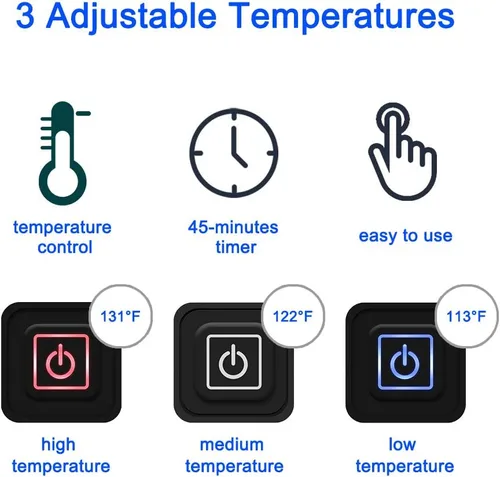 Vista 4 de Calentador de pies eléctrico con calefacción, calentador de pies para hombres y mujeres con 3 ajustes de temperatura, apagado automático de 45