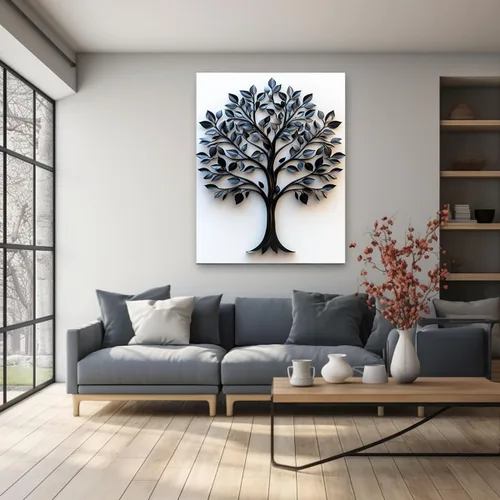 Vista 3 de VOCBAN Tree of Life Canvas Wall Art Tree Decor Painting Artwork for Office Kitchen Bathroom Dining Room Office Home Decor Dormitory(black black 74