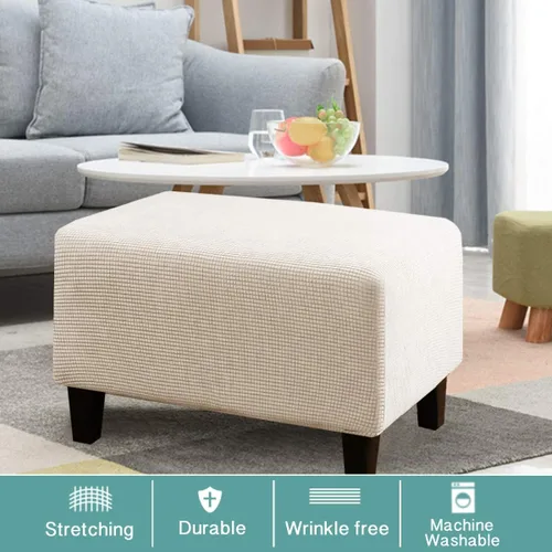 Vista 5 de Turquoize Funda otomana elástica para sofá, funda protectora para reposapiés, protector de muebles, funda rectangular suave con parte inferior