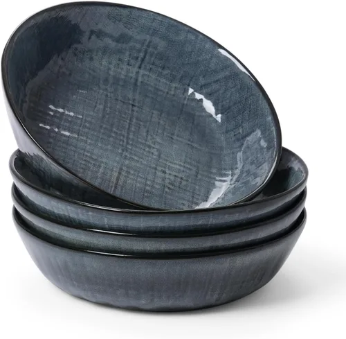 Vista 7 de famiware Tempus - Juego de 4 cuencos para pasta de 8.6'', cuencos de 40 oz para cocina, cuencos hondos de gres para servir, aptos para lavavajillas