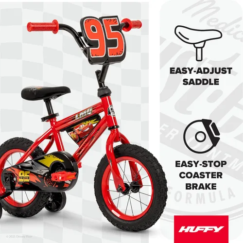 Vista 2 de Huffy Disney and Marvel 12/16 Inch Boys Bikes, Multiple Color Options Rojo Rayo McQueen
