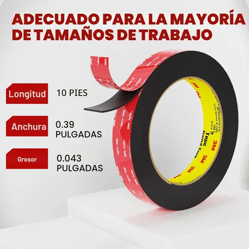 Vista 5 de Cinta de Doble Cara 3M Resistente de 10 Pies, Cinta de Montaje de Doble Cara para Paredes, 3M VHB Cinta de Doble Cara Fuerte Resistente
