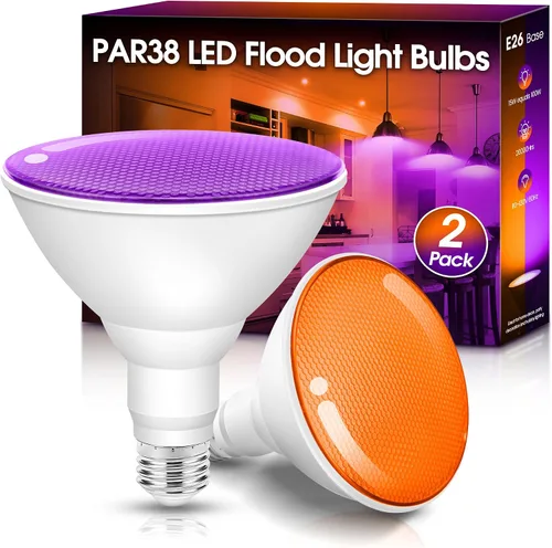 Vista 18 de Fulighture Paquete de 2 bombillas de inundación verdes, PAR38 de 15 W (equivalente a 100 W) E26, bombillas LED verdes de inundación para exteriores