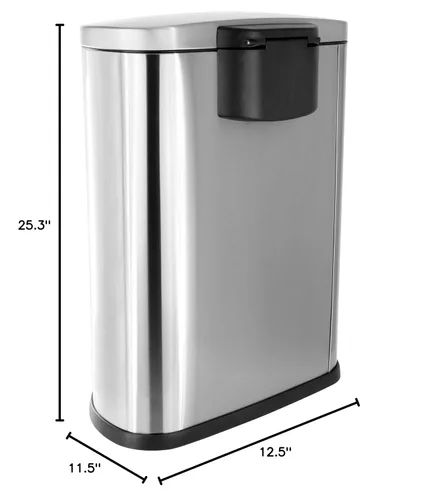 Vista 8 de Elama Cubo de basura de 13 galones de acero inoxidable con mecanismo de cierre lento en plata mate