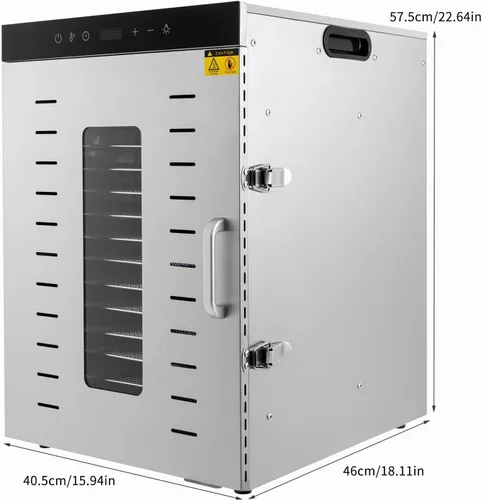 Vista 7 de Deshidratador de alimentos de 16 bandejas de acero inoxidable, máquina secadora de alimentos comerciales para carne seca, carne, frutas, hierbas