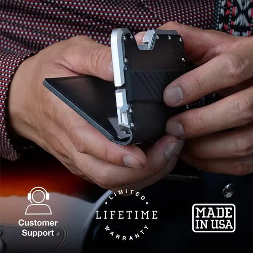 Vista 6 de Dango D01 Dapper EDC Wallet - Hecho en Estados Unidos - Cuero genuino, aluminio CNC y bloqueo RFID