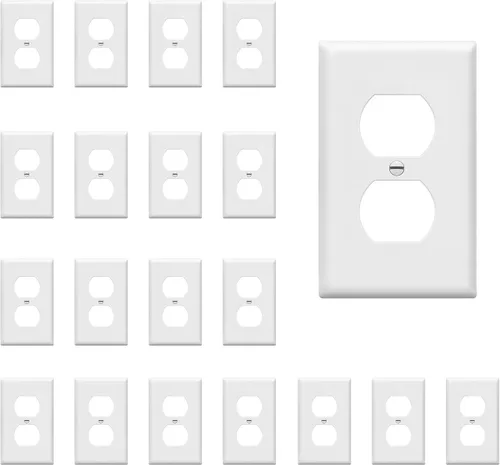 Vista 60 de ENERLITES Placa de pared dúplex para tomacorriente para receptáculos, cubierta de toma de corriente eléctrica jumbo, acabado brillante, de gran Negro