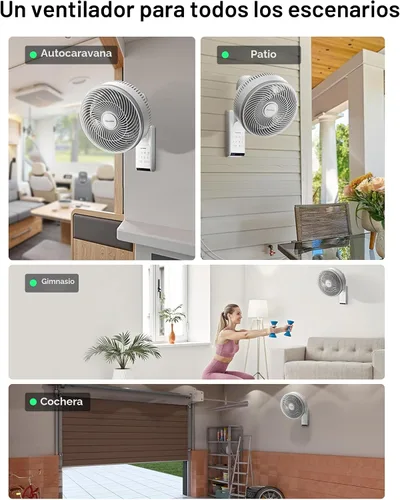 Vista 7 de PELONIS 12 inch Indoor Oscillating Wall Mount Fan with Remote, White Blanco