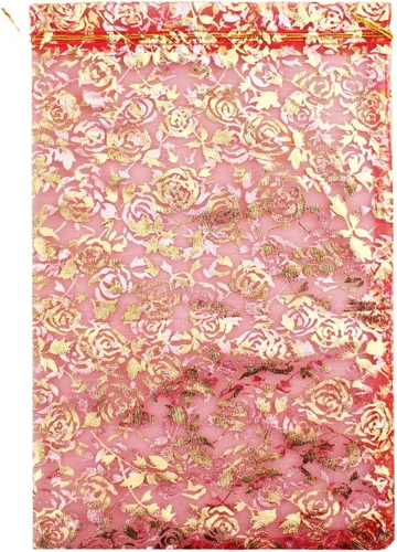 Vista 8 de 8 x 12 pulgadas 100 bolsas de flores de corazón con cordón de organza bolsa de regalo de joyería bolsa de dulces con cordón de regalo de boda