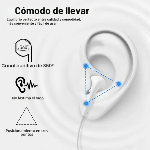 Vista 2 de [Certificado MFi de Apple] Auriculares con cable para iPhone con micrófono integrado y control de volumen, auriculares con reducción de ruido