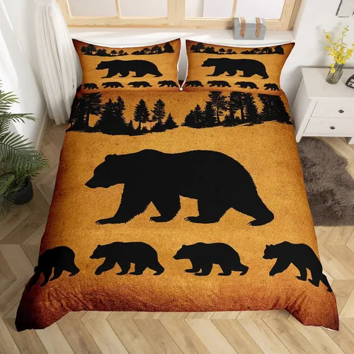 Vista 12 de Funda de edredón de ciervos de alce, juego de ropa de cama de animales del bosque, decoración rústica de granja, funda de edredón individual