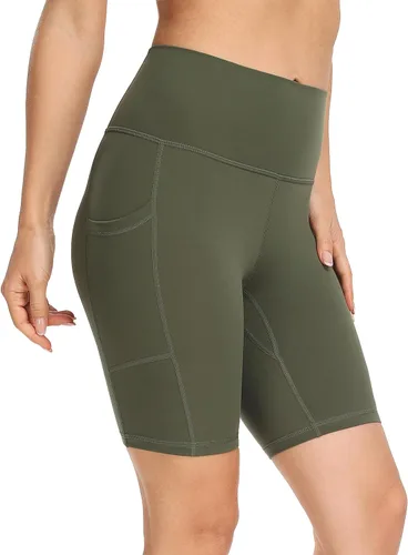 Vista 2 de YUNOGA Womens High Waist Biker Shorts with Pockets 6"8" Yoga Shorts Gym Workout Running Spandex Shorts