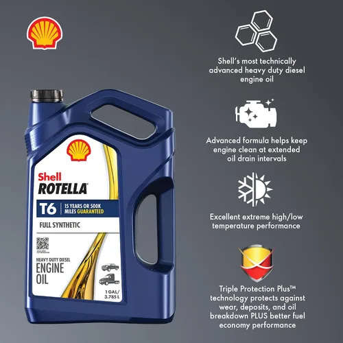 Vista 4 de Aceite de motor Shell Rotella T6 totalmente sintético 5W-40, 1 galón (paquete de 3)